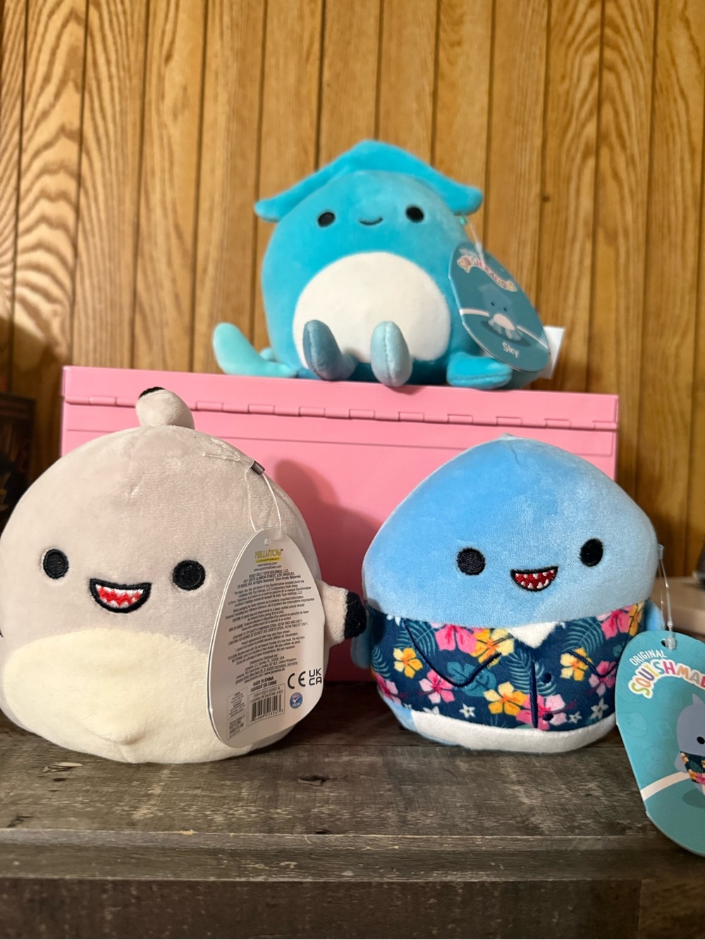 Squishmallows Blue, Teal, Gray Shark Plush Trio